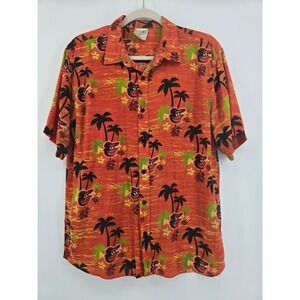 Baltimore Orioles MLB Hawaiian Shirt Mens XL Orange Tropical Palm Tree Mascot